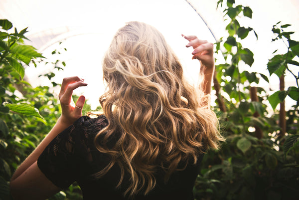 Blonde hair in a garden